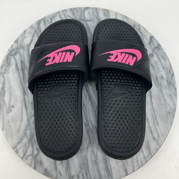 Nike Benassi JDI Slides Womens 7 Black Slip On Open Toe Post-Workout Sandals - Picture 4 of 11